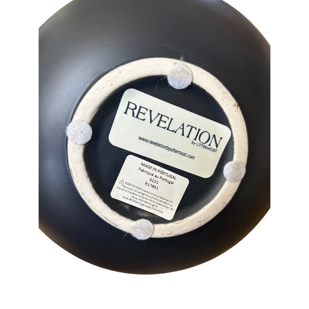 Uttermost Revelation Black Matte Cachepot Planter Gold Ball‎ Handles